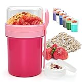 XJIANFU Müslibecher to Go 350ml+450ml,Auslaufsicherer Lunchpot Müsli Cup to Go Becher mit Löffel,Müslibecher to Go,to Go Müslibecher,Joghurtbecher to Go(3545-Pink)