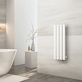 EMKE Heizkörper Klein 600x240mm, Oval Vertikal Heizkörper Einlagig Design Röhrenheizkörper Mittelanschluss Heizung Weiß 177W