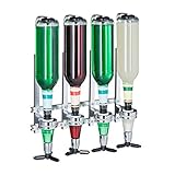 Relaxdays Flaschenhalter Wand, HxBxT: 36 x 35,5 x 11 cm, für 4 Flaschen Schnaps, Limonade, Getränkespender, silber