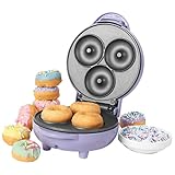 Petra PT4698PPVDEEU7 Elektrisch Mini Donut-Maschine - 550W, Kompakter Donut Maker Maschine für 3 Mini-Donuts, veganen, Frühstücks,Eiscreme-Donuts, Antihaft mini gugelhupf maker, pastellviolett