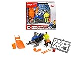 Dickie Toys Playlife-Schneemobil Set, Freilauf Yamaha Schneemobil Phazer, Motorhaube zum Öffnen, Zubehör wie Schneeschuhe, Schneestöcke, bewegl. Figur, Hund, Rettungsschlitten uvm., 15 cm, ab 3 Jahren