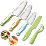 Goodchef Kindermesser Set 5-teiligs – Kinder-Küchenmesser mit Schäler, sicheres Lernmesser für Kinder ab 2 Jahren zum Schneiden von Obst & Gemüse – Koch- und Geschenkset