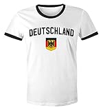 Klassisches Herren WM-Shirt Deutschland Flagge Retro Trikot-Look Fan-Shirt weiß-schwarz XL