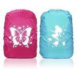 2 Stück Regenschutz Rucksack, 35L Regenschutz Schulranzen, Reflektierender Rucksack Überzug Wasserdicht, Regenüberzug Rucksack Schutzhülle, Reflektor Rucksack Cover für Jungen Mädchen Schulanfänger