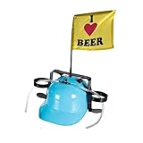 Bada Bing BLAU Bierhelm „I Love Beer“ für Dosen Verkleiden Trinkhelm JGA Vatertag Männer Geschenk Bauhelm Getränkehalter Bierhalter Partyzubehör Kegelklub Fußball Karneval 66