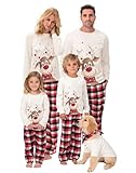 SAMGU Weihnachten Schlafanzug Familien Pyjama Set Lang Tops+Hosen Strampler Neujahr Zweiteiliger für Vater, Mutter, Kinder