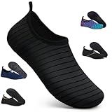 WateLves Wasserschuhe für Damen Herren Kinder Unisex Badeschuhe Schwimmschuhe Strandschuhe Schnelltrockend Aquaschuhe Surfschuhe Barfuss Schuhe Tw Schwarz 44/45 EU