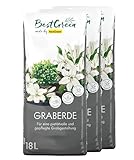 BestGreen Graberde 54 L (3×18 L) – torfreduzierte, besonders dunkle Spezialerde mit feiner Struktur – ideale Erde für Grabstellen & saubere Abdeckung für eine gepflegte, dezente Optik