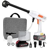 Akku hochdruckreiniger, Pressure Washer, Mobiler Druckreiniger, 300L/H, Hydro Blast, 30 Bar, mit 6-in-1 Düse, Batterie, 5M Schlauch, Geeignet zum Reinigen und Bewässern