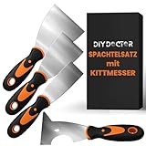 DIY Doctor - 4-teiliges Spachtel Set - 3er Spachtelsatz mit 1 Multifunktionsspachtel - Tapetenschaber Set - Spachtelwerkzeug (3,8 cm / 6,3 cm / 8,9 cm)