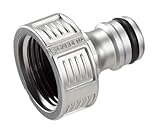 Gardena Premium Hahnverbinder 26,5 mm (G 3/4 Zoll): Adapter für Wasserhähne, wertiges Metall, spritzfreier Wasserfluss, frostsicher, verpackt (18241-20)