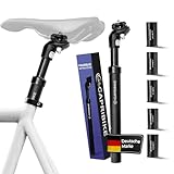 CAPRIBIKE Sattelstütze mit 5 Adaptern – Sattelstütze gefedert aus hochwertigem Aluminium – Extrem Belastbar – Federsattelstütze – Langlebig & Flexibel – ideal für Trekkingräder, E-Bikes, Mountainbikes