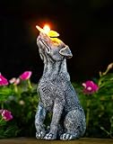 Yeomoo Hund Figuren mit Schmetterling Solar Deko für Außen: Lustige Hunde Gartendeko Hundebesitzer Geschenk für Frauen Männer Mama Geburtstagsgeschenk Wasserdicht Deko für Garten Balkon Zimmer