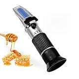 AUBEST Refraktometer, Tragbarer Honigtester 58-90% Brix 38-43°Baume 12-27% Wasser 3 in 1 Zuckerdetektor for Imker Refraktometer Zuckertestmessgerät