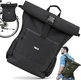 YBAG Daily - 2in1 Nachhaltige Fahrradtasche für Herren & Damen - Geeignet als Gepäckträgertasche und Rucksack mit Laptopfach für Büro und Einkauf (Black)