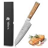 Wakoli Oribu Kiritsuke Kochmesser - Küchenmesser Full Tang | 18 cm Klinge aus 67-lagigem Damaststahl mit VG-10-Kern | Ergonomischer Olivenholzgriff | Premium Qualität, Geschenkbox