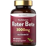 Rote Beete Tabletten 3000mg | 180 vegane Tabletten | Beete Superfood | Hochwirksame Blutdruck- und Verdauungsunterstützung | by Horbaach