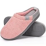 LongBay Damen Chenille Knit Hausschuhe Komfort Memory Foam Slip on Hausschuhec Rosa,38-39 EU