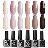UR SUGAR UV Nagellack Nudefarben Braun Gel Nagellacks Set, 6 Farben Set Nude Rosa Gel für Gelnägel DIY Nail Art Kit für Valentinstag Hochzeit Dating Weihnachtswochenende Party