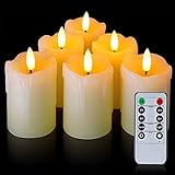 Homemory Flammenlose LED Kerzen mit Fernbedienung, Teelichter mit Timer, 5,1 x 7,6 cm, flackernde Votivkerzen, realistische batteriebetriebene Kerzen, 6 Stück für Hochzeit