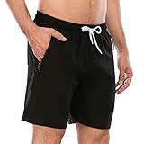 SKYSPER Herren Badeshorts Badehosen Kurz Schwimmen Shorts Beachshorts Strandshorts Schwimmhose Schnelltrocknende Trainingshose mit Verstellbarem Tunnelzug im Sommer