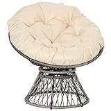 Outsunny Papasansessel Korbsessel Sessel mit Polster 360 Grad Rattan Beige B87 x T97 x H86 cm