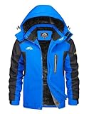 KEFITEVD Skijacke Herren Warme Winterjacke Softshell Jacke Wasserdicht Funktionsjacke Winter Dicke Gefüttert Herrenjacke Thermo Jacke Männer Königsblau XL