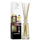 Raumduft Vanille 100ml - Raumduft Diffuser mit Natürlich Vanille Öl 100ml mit Rattanstäbchen - Bester Raumlufterfrischer fur Zuhausem - Büro - SPA - Aromatherapie