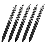 Nixiara Schwarze Kugelschreiber, Druckkugelschreiber, 5 elegante Stifte für professionelle Unterschrift, 0,5 mm | Unisex-Studienstifte mit mittlerer Spitze für Studenten, Schulbedarf,