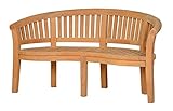 Kai Wiechmann Gartenbank Bananenbank Teak Parkbank Holz Balkon Terrasse Wintergarten und Garten 160 cm geschwungen wetterfest Premium