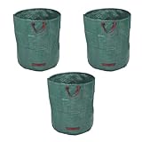 Hamwesh Gartenabfallbeutel, 3 Stück, Wiederverwendbare PP-Gartenbeutel mit Griffen, Großes Fassungsvermögen für Laubschnitt, Abfälle, Multifunktionaler Müllbehälter für die Reinigung Im Freien (300L)