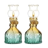 Glas Petroleumlampe für Innenräume, 2 Stück Öllampen aus Glas, Vintage Petroliumöllampe, Klassisches Petroleum Lampen mit Verstellbarer Flamme, Retro Petroleumlampe, öl Lampe für Notfall Garten Haus