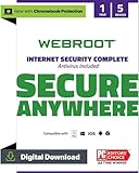 WEBROOT Internet Security Complete 2024 | + Passwort-Manager, Smartphone/Tablet, Leistungsoptimierer & Cloud-Backup | 5 Geräte | 1 Jahr | Mac/Windows/iOS/Android/Chrome | Aktivierungscode per E-Mail