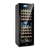 Klarstein Barossa - Weinkühlschrank mit Glastür, Weinkühler, Weintemperierschrank, 5 bis 18°C, wine fridge leise, LED, Touch, 1 2onen, Weinschrank für 54 Flaschen, schwarz
