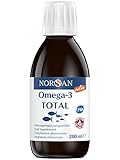 NORSAN Premium Omega 3 Fischöl Total Naturell hochdosiert 200 ml / 2.000mg Omega 3 pro Portion/Omega 3 Öl 1120mg EPA & 536mg DHA/Omega 3 Öl mit 800 IE Vitamin D3