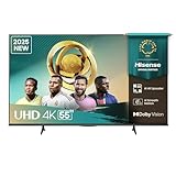 Hisense Smart TV 55' 4K Ultra HD 2025 55A6Q Smart TV VIDAA U8 Smart TV Dolby Vision, HDR 10, Game Mode Plus, Alexa Built-in, VIDAA Voice, DVB-T2/S2 HEVC 10 Tuner, Lativù 4K, 55', 2025 LED