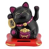 HERCHR Solar Winkekatze, Glückskatze Sonnen Energie Glücksbringer Dekor, Lucky Cat Winke Katze Chinesische Glücks Katze Glückskatze Glücksbringer Für Home Display Car Decor 7 X 6,5 cm