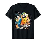 Parrot Music DJ Plattenspieler DJ Papagei Vogelhaus Papagei Liebhaber T-Shirt