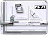 Generisch Professionelle Zeichenplatte DIN A3 mit Schiebelineal & Zubehör - Präzisions-Zeichenbrett für Ingenieure, Architekten & Studenten - Inkl. T-Quadrat, Winkelmesser & Papierhalter