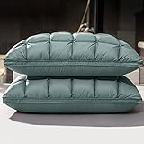 HMTOHL 3D-Brot-Daunenbettkissen for Schlafen, Baumwollbezug mit natürlicher Füllung, King-Queen-Size (Color : Green, Size : 20x26 inch)