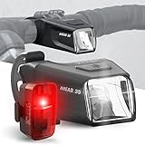 Büchel Ahead Fahrradlichter Set I 35/15 Lux Design genau mittig am Lenker StVZO zugelassen Aufladbares Fahrrad licht LED für vorne + hinten Rücklicht, fahrradlicht, Schwarz