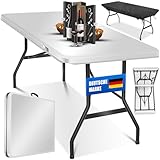 KESSER® Buffettisch Tisch klappbar Kunststoff 183x76 cm Campingtisch Partytisch Klapptisch Gartentisch für Garten, Terrasse und Balkon zusammenklappbar 6 Personen inkl. Cover & Tragegriff, Weiß