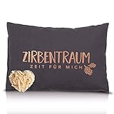 Herbalind Zirbenkissen Zirbentraum in Anthrazit/Roségold 30x20 mit Reißverschluss - Gefüllt mit Zirben Zirbenflocken Kopfkissen 100% Baumwolle ohne Zusatzstoffe, Schlafkissen, Duftkissen