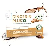 Bio Ingwer-Extrakt Kapseln | 22.000mg Ingwer Pulver | höchste Gingerol & Shogaol Werte | 2 Kapseln Gingerin PLUS entsprechen 33 herkömmlichen Ingwertabletten
