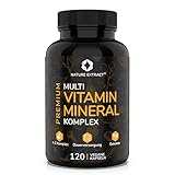 Premium Multivitamin und Mineral Komplex - 120 hochdosierte Kapseln - Essenzielle A-Z Vitamine, Mineralien und Superfood Pflanzenextrakte - In Deutschland hergestellt - Vegan