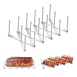 Yangbaga Spareribs-Halter, Deckelhalter aus Edelstahl, für die Zubereitung von Spareribs oder Braten Deckelhalter Gestell Verstellbares, 4-Slot-Geschirrhalter