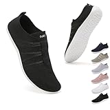 Geweo Barfußschuhe Damen Barfuss Hausschuhe Schuhe Sneaker Barfussschuhe Herren Bequem Leicht Laufschuhe Straßenlaufschuhe Fitnessschuhe Traillaufschuhe Zero Drop Barefoot Shoes Schwarz 43EU