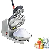 YILIKISS Elektrische Ice Crusher Ice Shaver Machine für Heim- und Kommerziellen Einsatz Schnee-Kegel-Maschine Edelstahl Rasierte Eismaschine 300W,Grau