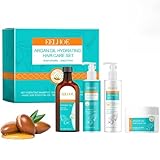 Arganöl-Haarpflege-Set, Haarreise-Set, reinigt sanft, stärkt den Glanz, kontrolliert Frizz, stellt Feuchtigkeit eindringendes Haaröl wieder her, mit Haarmaske, Shampoo, Conditioner, Haaröl,