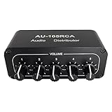 Dedjgoo 5CH Audio Distributor Stereo Audio Mixer 1 Input 5 Output Splitter for Power Amplifier Active Audio Easy to Use